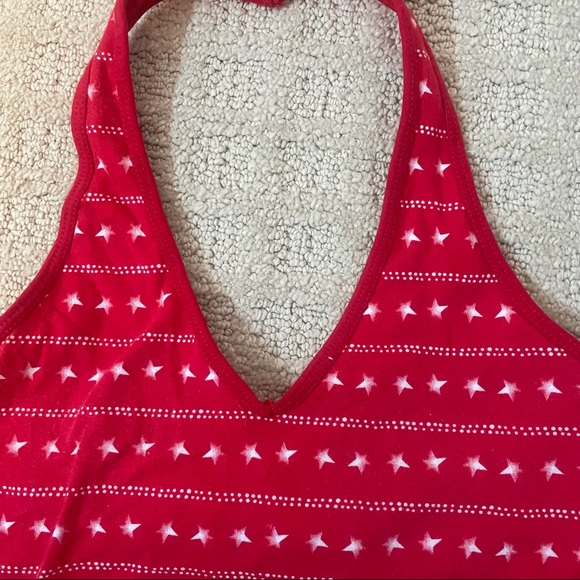 Holister Red Halter Top w White Star Pattern - Picture 2 of 6
